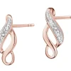 Kolczyki z różowego złota z diamentami - 0,008 ct - próba 375
