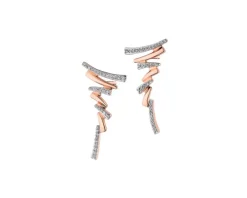 Kolczyki z różowego złota z diamentami - 0,15 ct - próba 585
