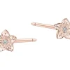 Kolczyki z różowego złota z diamentami - kwiaty - 0,008 ct - próba 585