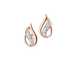 Kolczyki z różowego złota z brylantami - 0,01 ct - próba 375