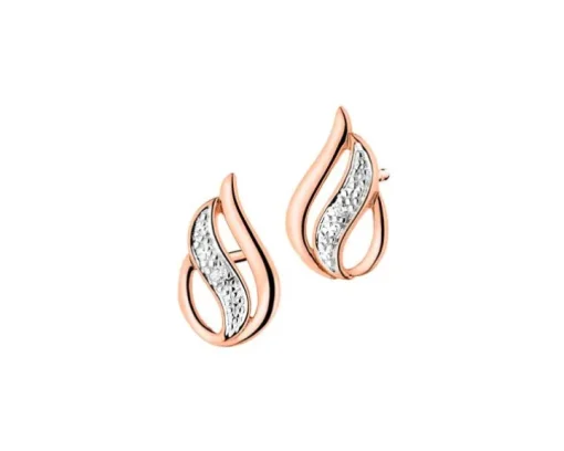 Kolczyki z różowego złota z brylantami - 0,01 ct - próba 375