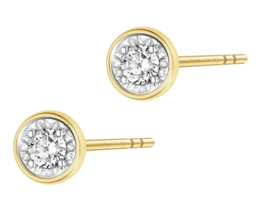Kolczyki z żółtego i białego złota z brylantami - 0,17 ct - próba 585