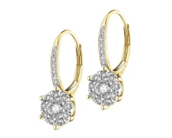 Kolczyki z żółtego i białego złota z brylantami - 0,83 ct - próba 585