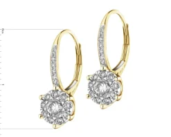 Kolczyki z żółtego i białego złota z brylantami - 0,83 ct - próba 585