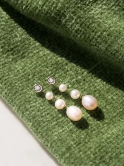 Kolczyki z żółtego i białego złota z brylantami - 0,45 ct - próba 585