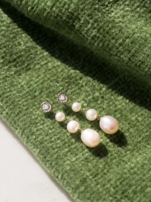 Kolczyki z żółtego i białego złota z brylantami - 0,45 ct - próba 585