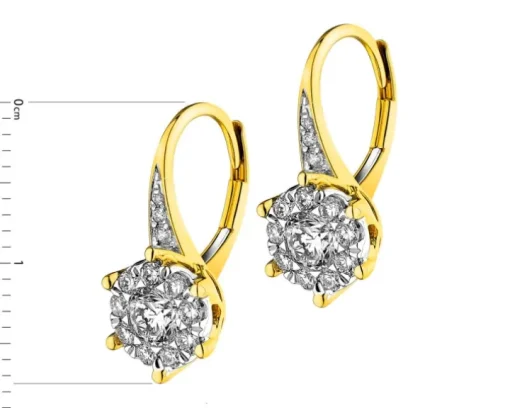 Kolczyki z żółtego i białego złota z brylantami - 1,05 ct - próba 585