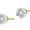 Kolczyki z żółtego i białego złota z brylantami - serca - 0,12 ct - próba 585