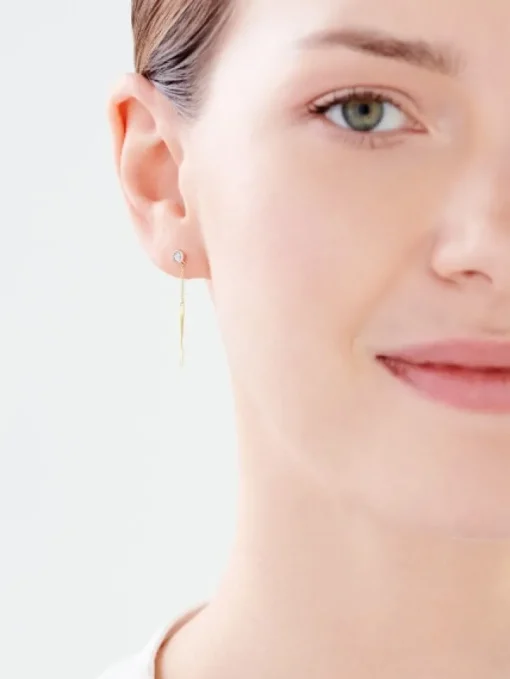 Kolczyki z żółtego i białego złota z diamentami - 0,01 ct - próba 585
