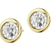 Kolczyki z żółtego i białego złota z brylantami - 0,04 ct - próba 375