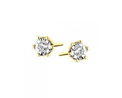 Kolczyki z żółtego i białego złota z brylantami - 0,05 ct - próba 585