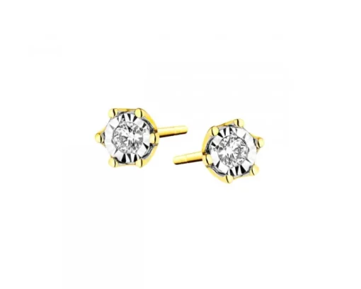 Kolczyki z żółtego i białego złota z brylantami - 0,05 ct - próba 585