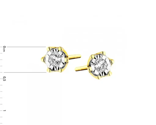 Kolczyki z żółtego i białego złota z brylantami - 0,05 ct - próba 585