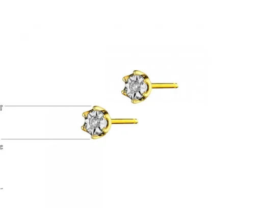 Kolczyki z żółtego i białego złota z brylantami - 0,02 ct - próba 375