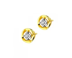 Kolczyki z żółtego i białego złota z brylantami - 0,05 ct - próba 375