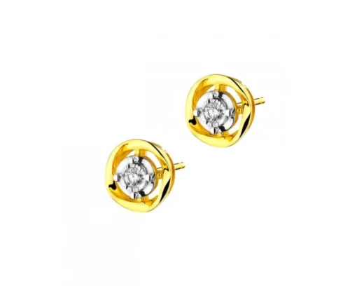 Kolczyki z żółtego i białego złota z brylantami - 0,05 ct - próba 375