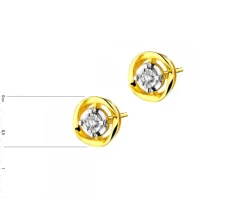 Kolczyki z żółtego i białego złota z brylantami - 0,05 ct - próba 375