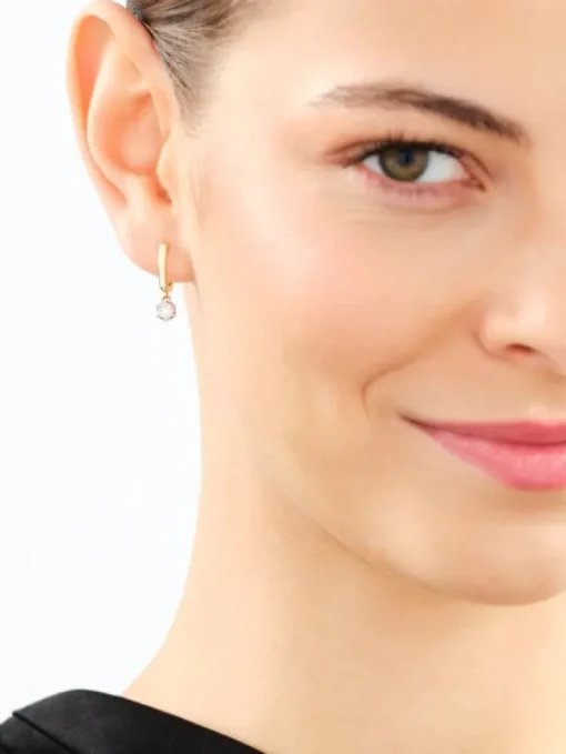 Kolczyki z żółtego i białego złota z brylantami - 0,15 ct - próba 585