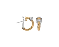 Kolczyki z żółtego i białego złota z brylantami - 0,18 ct - próba 750