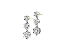 Kolczyki z żółtego i białego złota z brylantami - 0,04 ct - próba 585