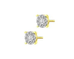 Kolczyki z żółtego i białego złota z brylantami - 0,18 ct - próba 585