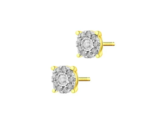 Kolczyki z żółtego i białego złota z brylantami - 0,18 ct - próba 585