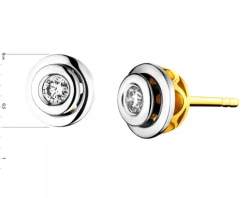 Kolczyki z żółtego i białego złota z brylantami - 0,15 ct - próba 585