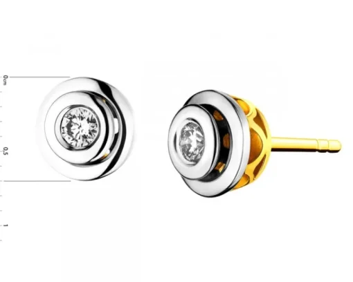 Kolczyki z żółtego i białego złota z brylantami - 0,15 ct - próba 585