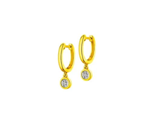 Kolczyki z żółtego i białego złota z brylantami - 0,05 ct - próba 375