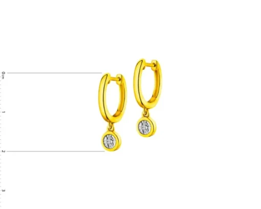 Kolczyki z żółtego i białego złota z brylantami - 0,05 ct - próba 375
