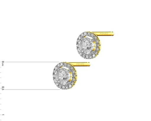 Kolczyki z żółtego i białego złota z diamentami - 0,12 ct - próba 585