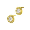 Kolczyki z żółtego i białego złota z diamentami - 0,28 ct - próba 585