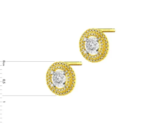 Kolczyki z żółtego i białego złota z diamentami - 0,28 ct - próba 585