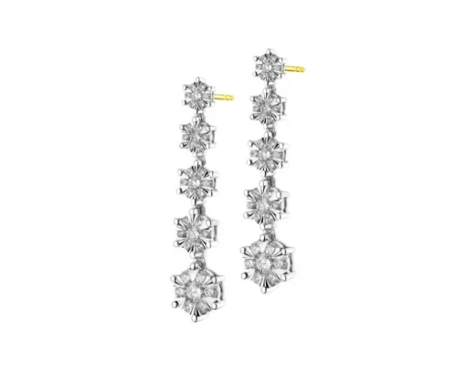 Kolczyki z żółtego i białego złota z brylantami - 0,99 ct - próba 585