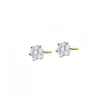 Kolczyki z żółtego i białego złota z brylantami - 0,12 ct - próba 585