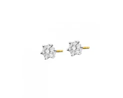Kolczyki z żółtego i białego złota z brylantami - 0,12 ct - próba 585
