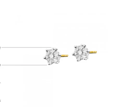 Kolczyki z żółtego i białego złota z brylantami - 0,12 ct - próba 585