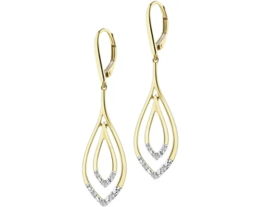 Kolczyki z żółtego złota z brylantami - 0,10 ct - próba 585