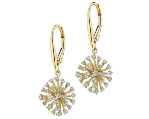 Kolczyki z żółtego złota z brylantami - 0,69 ct - próba 585