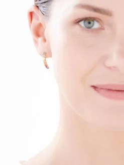 Kolczyki z żółtego złota z brylantami i kamieniami ozdobnymi - próba 585