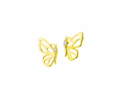 Kolczyki z żółtego złota z brylantami - motyle - 0,02 ct - próba 375