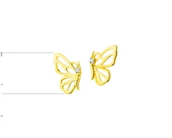 Kolczyki z żółtego złota z brylantami - motyle - 0,02 ct - próba 375