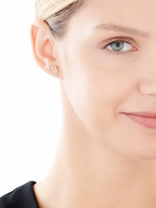 Kolczyki z żółtego złota z brylantami - motyle - 0,02 ct - próba 375
