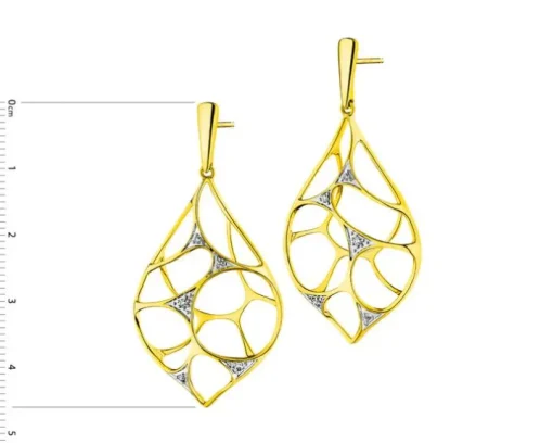 Kolczyki z żółtego złota z brylantami - 0,09 ct - próba 585