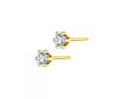 Kolczyki z żółtego złota z brylantami - 0,36 ct - próba 750