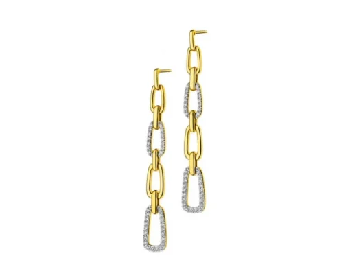 Kolczyki z żółtego złota z brylantami - 0,44 ct - próba 585