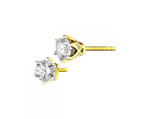 Kolczyki z żółtego złota z brylantami - 0,49 ct - próba 750