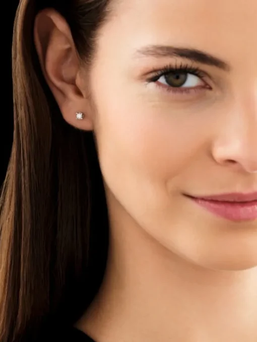 Kolczyki z żółtego złota z brylantami - serca - 0,24 ct - próba 585