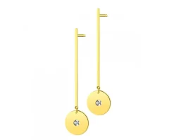 Kolczyki z żółtego złota z brylantami - koła - 0,01 ct - próba 375