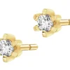 Kolczyki z żółtego złota z brylantami - 0,08 ct - próba 585